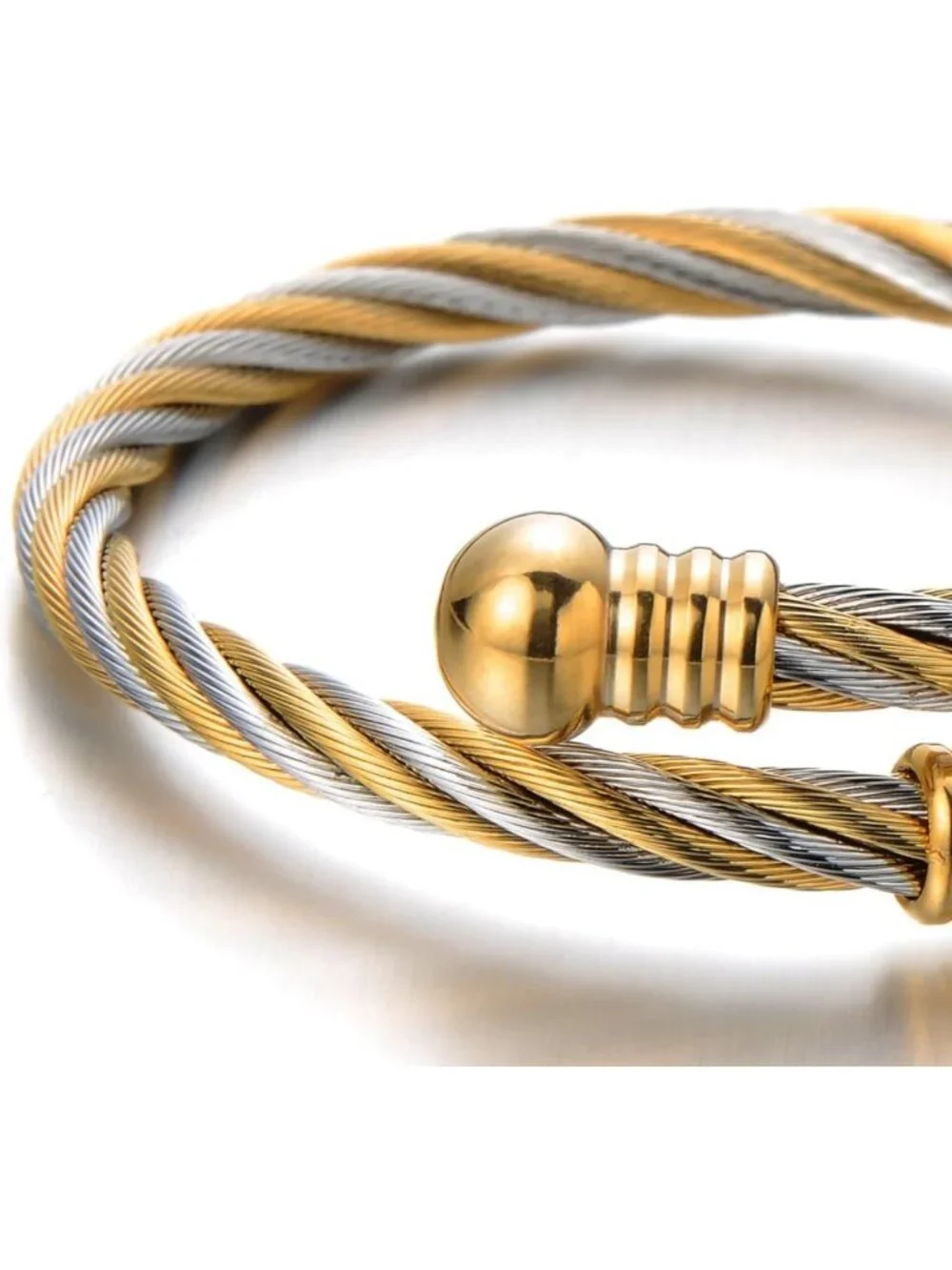 Stylish Elastic Adjustable Twisted Cable Cuff Bangle Bracelet for Men & Women